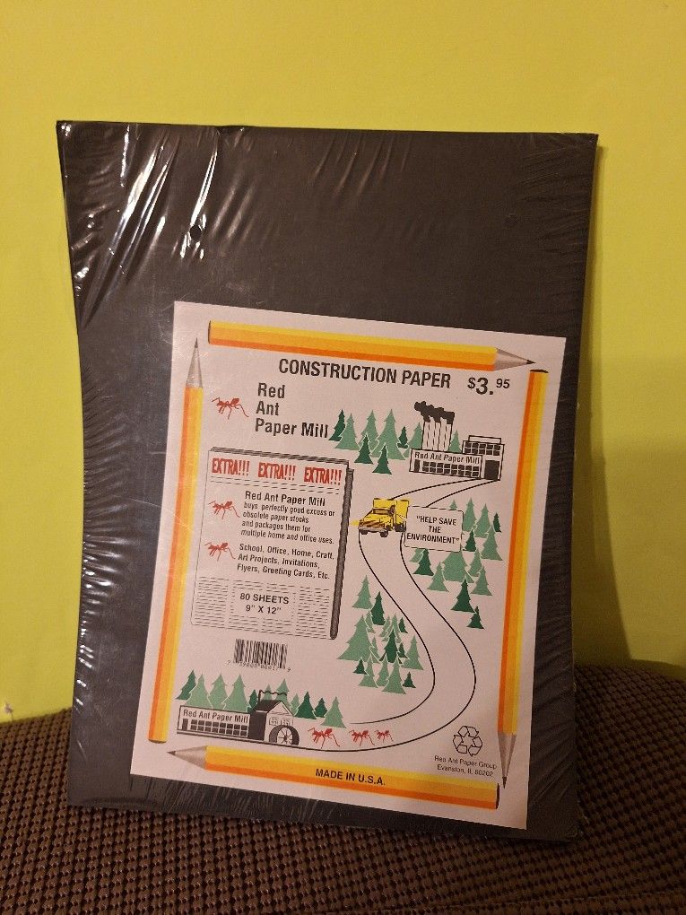 Black Construction Paper Red Ant Paper Mill-$5.00