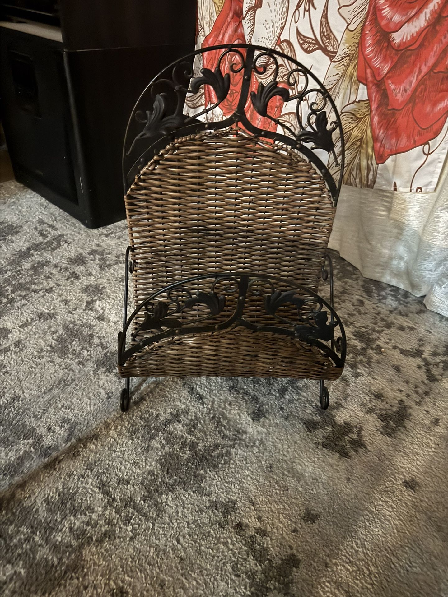 Rattan And Metal Magazine Rack
