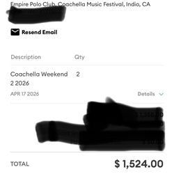 2 Tickets For Coachella Weekend 2 