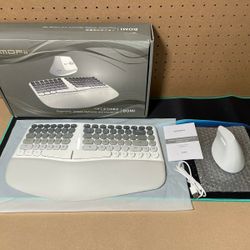 New Ergonomic Wireless Keyboard and Mouse Set Creamy Wireless Keyboard Silent Mice Set W/ Wrist Rest for Computer, Laptop, PC, Mac, Windows
