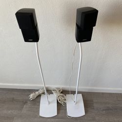 Pair Of Bose Double Cube Speakers On Stands