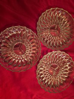 Clear cut serving dishes and set of 3.