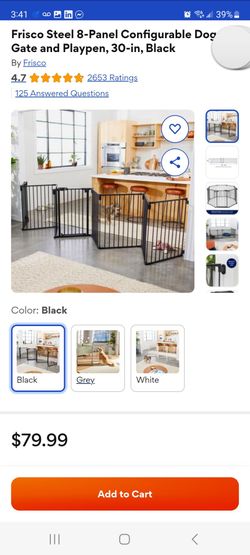 Fisco Steel 8 Panel Adjustable Dog Gate Playpen 30 in Like New