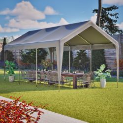 Carport Canopy 10x20 FT Heavy Duty Boat Car Canopy Garage with Removable Sidewalls and Roll-up Ventilated Windows