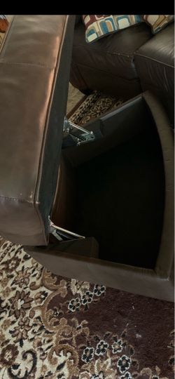 Brown Leather Sectional Sofa with Storage