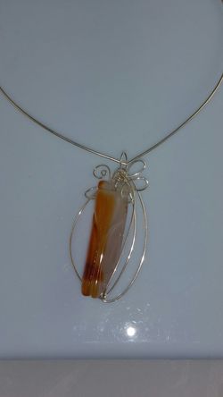 Handmade Wire Art Carnelian Necklace
