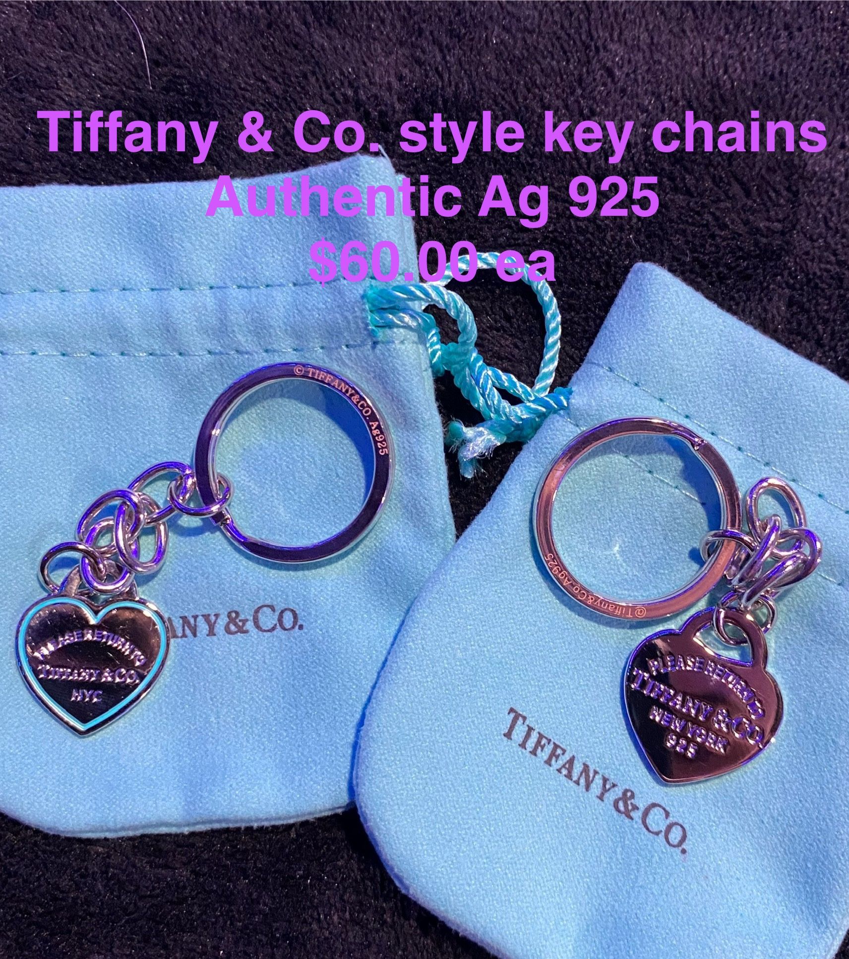 T & Co. Ag 925 Key Chain Heart Pendant Charm Key Chains Designer 