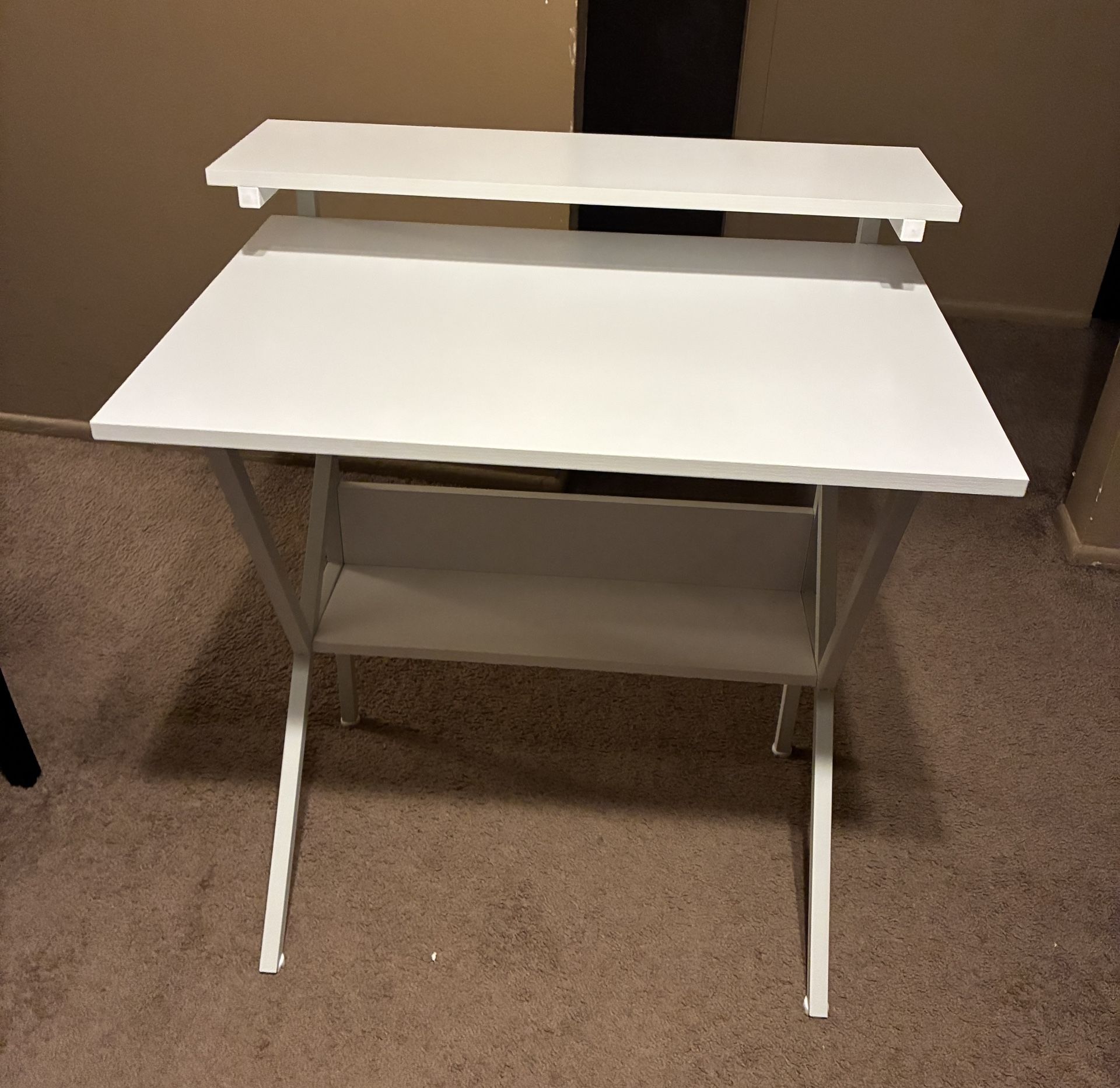 NEW Small Desk, 27.5 Inch Small Computer Desk for Small Spaces, Computer Desk with Adjustable Monitor