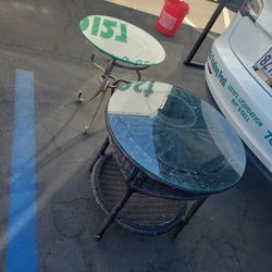 Round end Table 20.00 each glass top