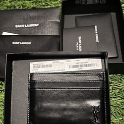 Saint Laurent  Logo Plaque Leather Card Case
