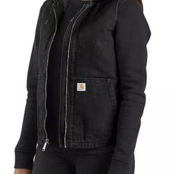 Carhartt Washed Duck Hooded Vest Womens XL 16-18 OV3837-W Relaxed Fit