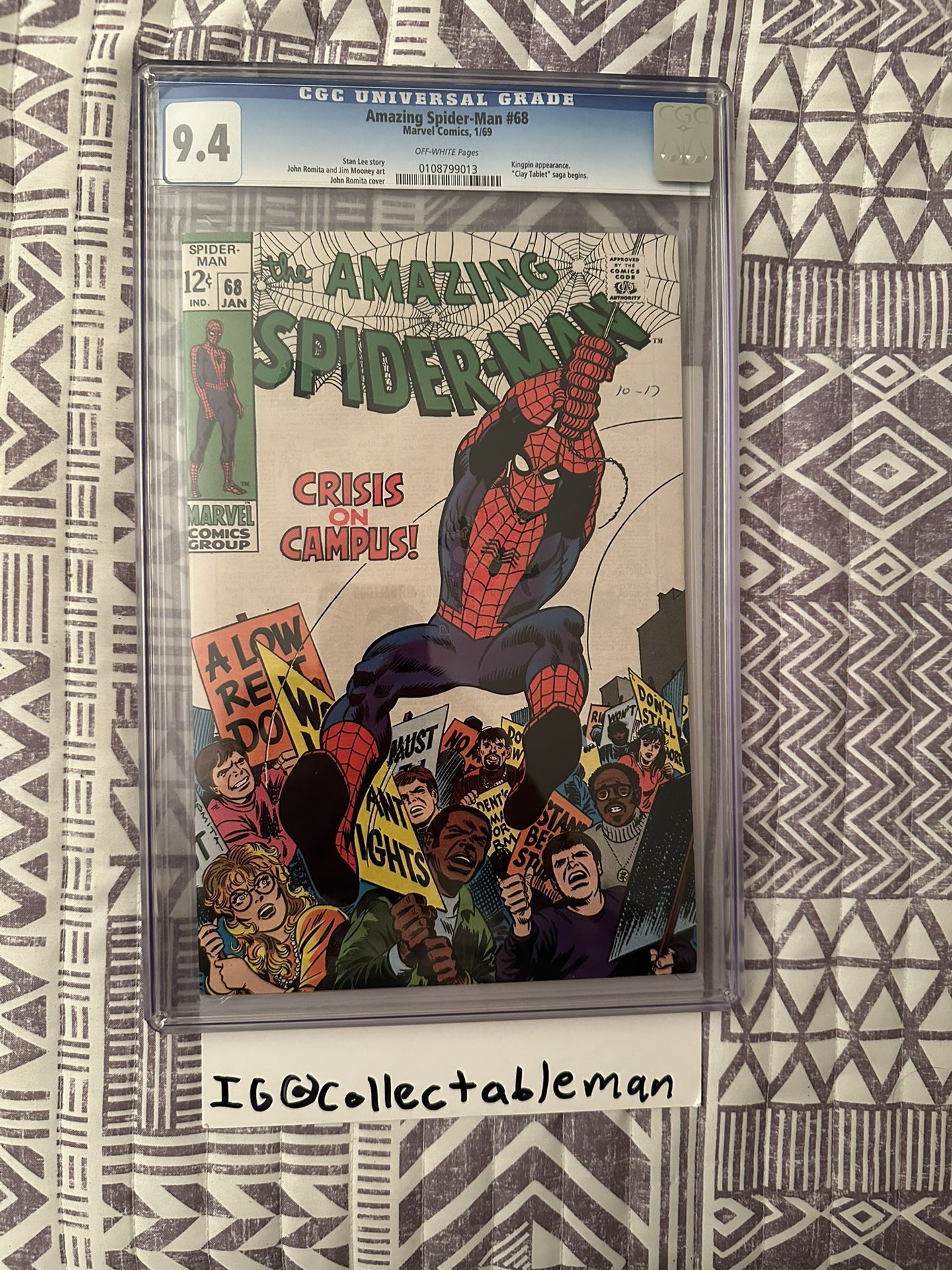 AMAZING SPIDER-MAN #68 CGC 9.4   KINGPIN APPEARANCE 1969