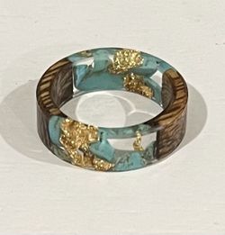 Brand new size 7 handmade wood resin ring with turquoise and gold foil  inside for Sale in Covina, CA - OfferUp