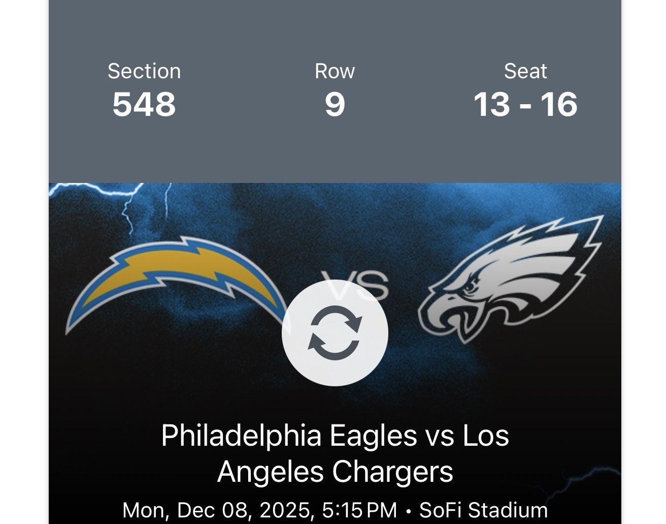 Chargers V Eagles