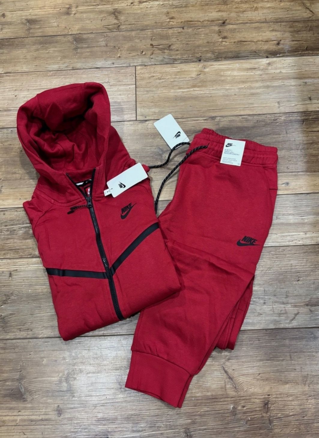 Nike Men's Tech Fleece Full-Zip Red Size S-XL