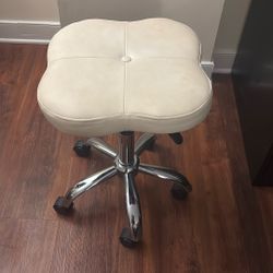 White Genuine Leather Stool