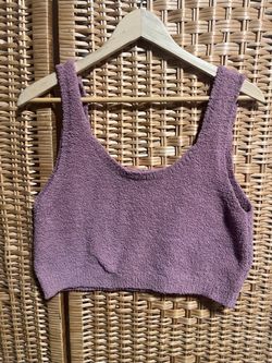 Purple Boucle Knit Crop Top