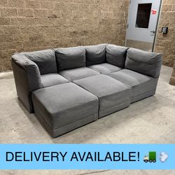 Gray 6-Piece Modular Sectional Couch Sofa (DELIVERY AVAILABLE! 🚛💨)