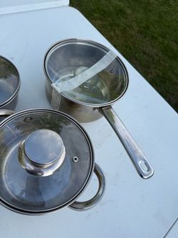 Stainless Steel Pots Set with Glass Lids