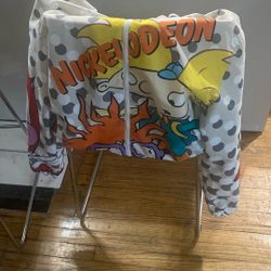 Nickelodeon X Members Only hooded windbreaker jacket featuring Rugrats and Hey Arnold graphics