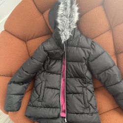 Black Puffer Jacket with Fur Hood