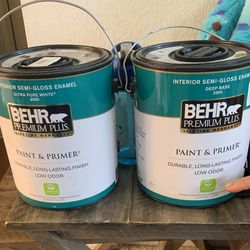 Behr Premium Plus Interior SemiGloss Enamel paints.