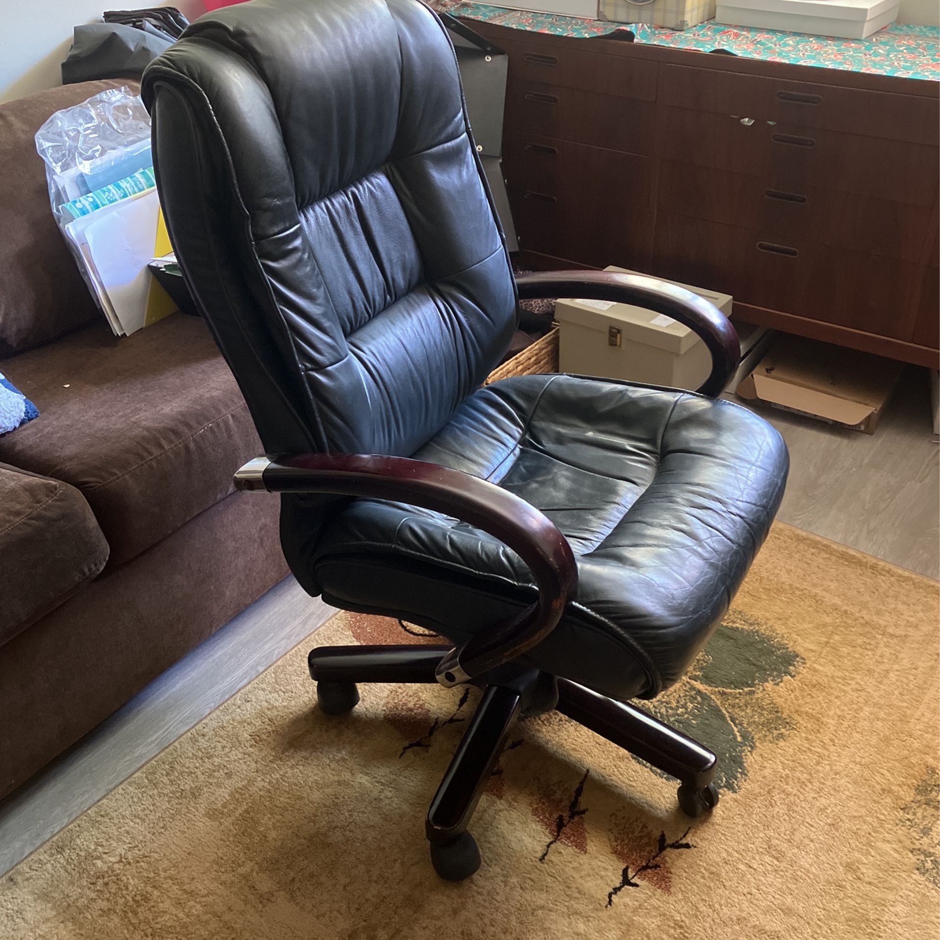 Office Chair. Dark Navy Leather 