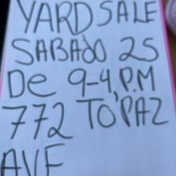 Yard Sale Tomorrow Saturday