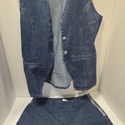 Women’s Denim 2 Piece Set Vest & Shorts Blue Jean Outfit Casual