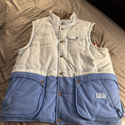 Brand New! Vintage FRESHJIVE Cotton Puffer Vest! Mens Size: XL. Light Blue/Flannel. Zipper Pockets and Button Closures. Snow/Ski/Snowboard/Rain/Cold/W
