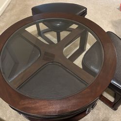 Coffee Table With Pull Out Chairs(4)