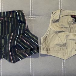 Torrid Size 1 Vests Set 2 Striped Mini Chest Vest Tops Fitted Original RARE. 
