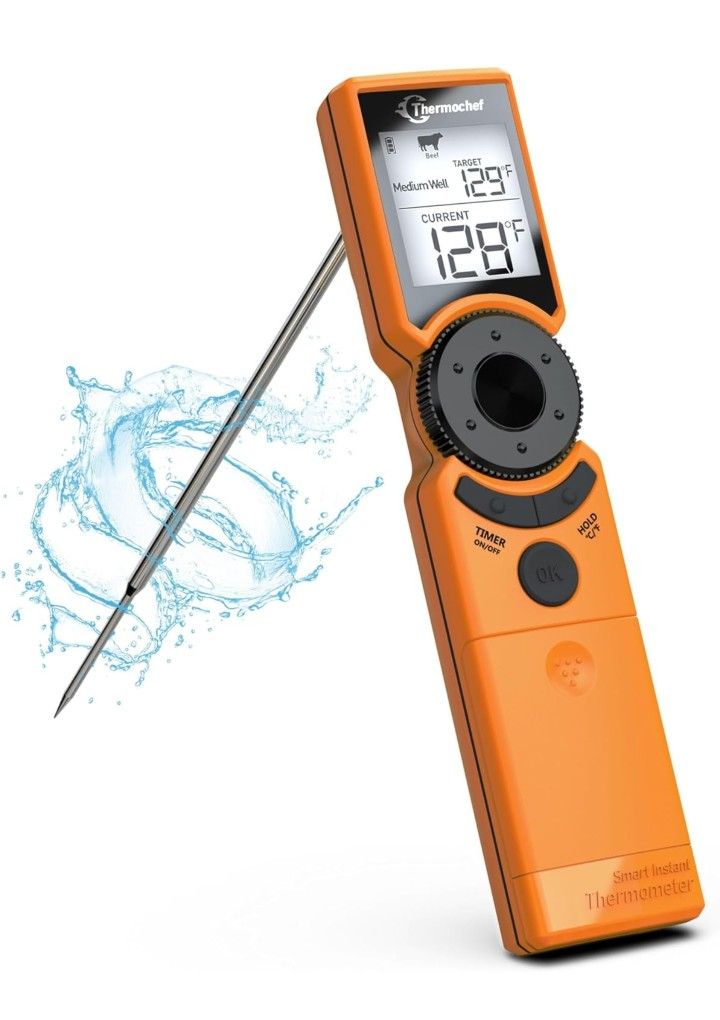 Meat Thermometer Digital Instant Read, High Accuracy ±0.01 ℉/℃ Cooking Thermometer with Preset Temp Guides, Waterproof Food Thermometer for Grilling