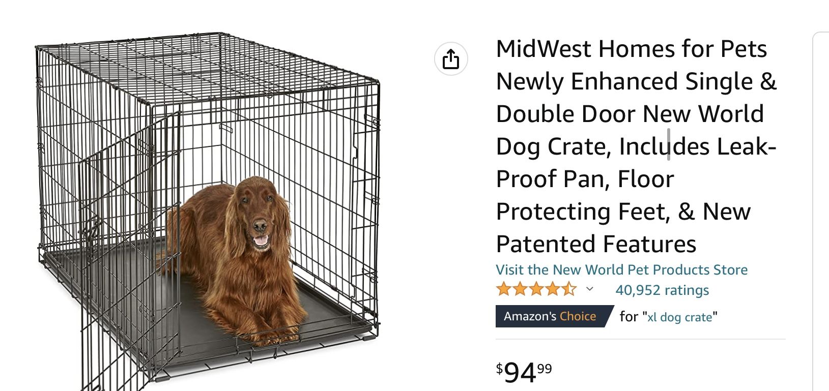 Dog Crate - Size Large