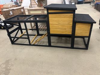 Chicken Coop - Outdoor Wooden Habitat with Run and Nesting Box - New