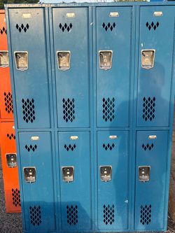 Used Blue and Orange Double Door Lockers (Read  Description)