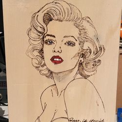 Woodburned Marilyn Monroe