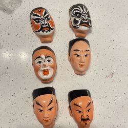 Miniature Terra Cotta Clay Masks Possibly Noh?