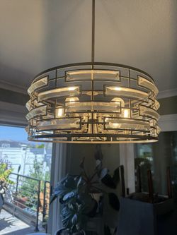 Chandelier Modern Silver 6 Light 20” Width 9” High