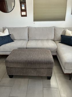 Plush Gray Ottoman