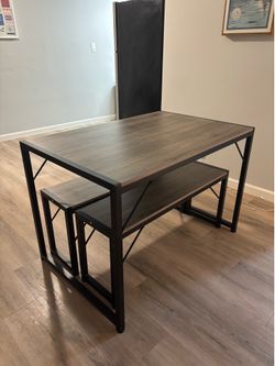 Dining table with benches