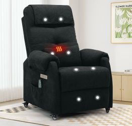 Adult Electric Recliner, Roller Recliner for Small Spaces, Electric Chair with Massage and Heating Functions, USB and Type-C Charging Ports, Fabric Re