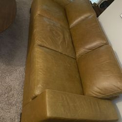 Real Italian Leather 3 Person Sofa Couch MCM