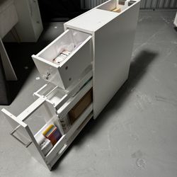 Slim White Vanity Storage Cabinet