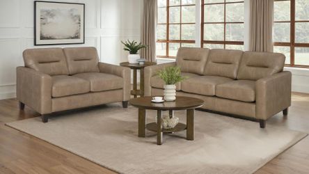 Sofa and Loveseat Brown Faux Leather. New Especial price 