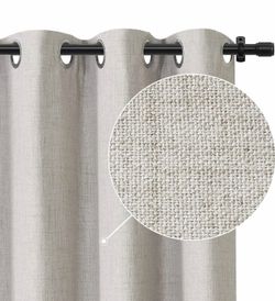 Rose Home Fashion 100% Blackout Curtains 96 Inches Long for Bedroom Linen Textured Look Drapes with Blackout Liner, Curtains for Living Room, Burlap C