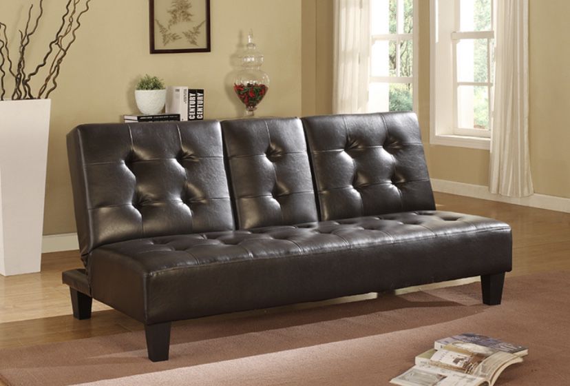 Special‼️‼️ Espresso  Faux Leather Futon Sofa Bed