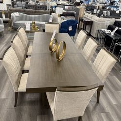 9 Piece Dining Set 96” Length I Clyde’s Dining Table With Extension And 8 Dining Chairs