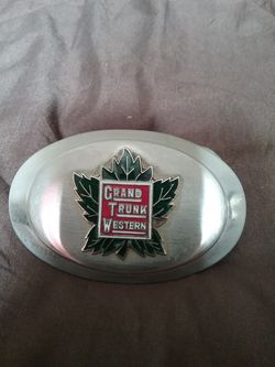 Belt buckle featuring the old Grand Trunk logo