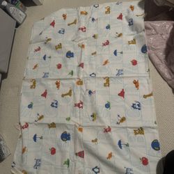 Vintage Baby Receiving Blanket Multicolored Alphabet Animal 